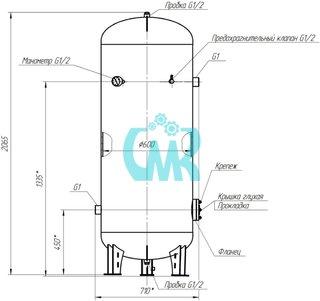 Ресивер сжатого воздуха РВ 500-02/10 из нержавеющей стали, Бежецк АСО